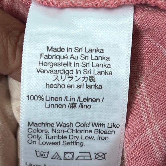 Madewell Harlow Linen Check Shorts Cafe Pink White 4 High Rise Cuff Hem - Picture 7 of 9